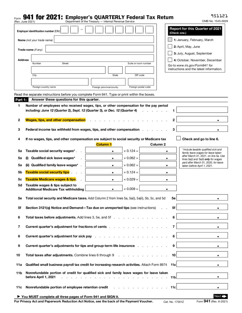 thumbnail of 941 Tax Form